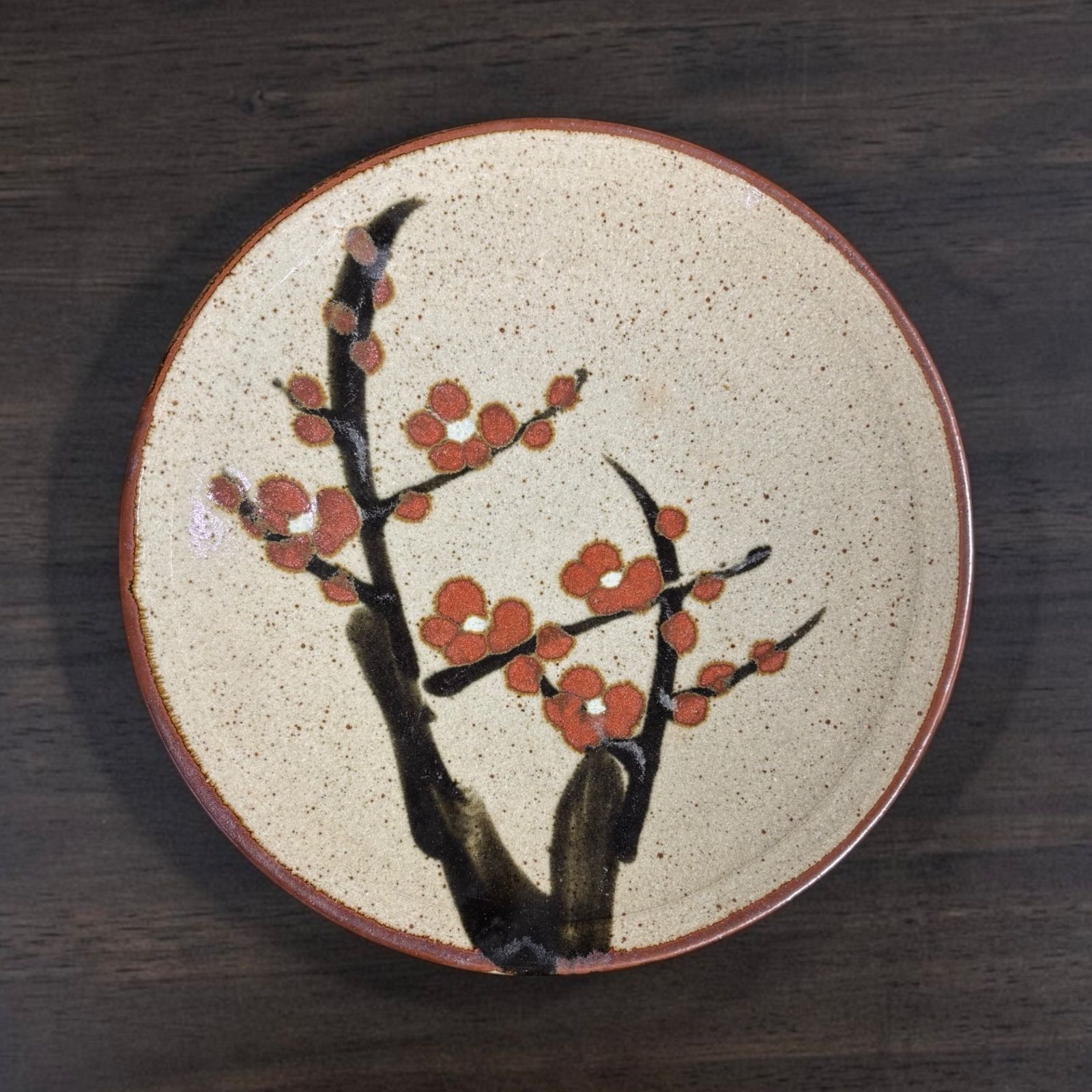 【新品】益子焼 飾り皿 大皿 37cm 共箱付き 伝統工芸 民芸陶器 絵皿 益子焼 絵皿 梅 伝統工芸 大皿 飾り皿 民芸陶器 骨董品 アンティーク