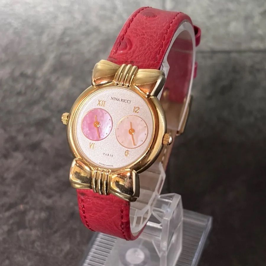 Z31 NINA RICCI W-958 レディース腕時計 スイス製 稼働品 希少】NINA RICCI ニナリッチ 腕時計 | リボンモチーフ ゴールド