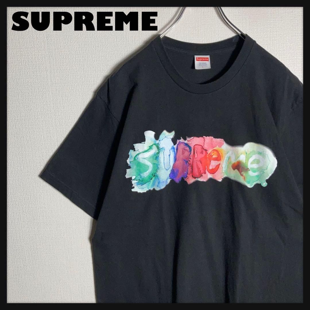 美品】SUPREME watercolor Tシャツ ビッグロゴ 黒 L - メルカリ