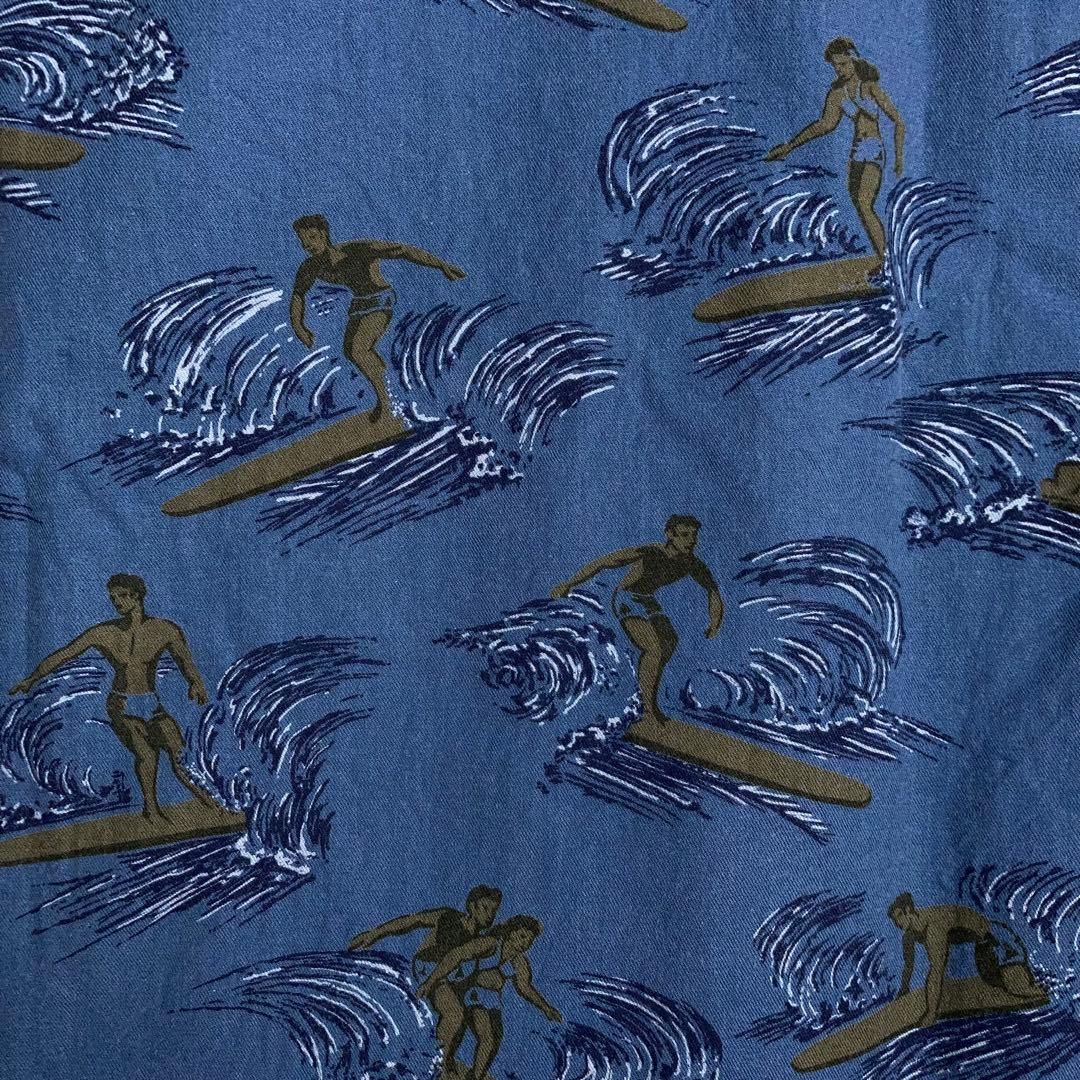 RALPH LAUREN アロハシャツ 半袖 開襟 総柄 サーフィン 青 XL-特価イラスト