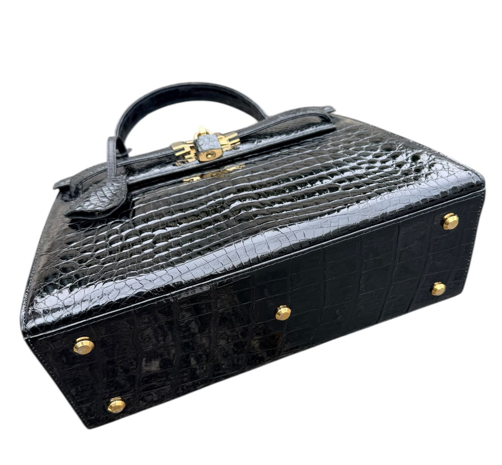 高級感◇本物クロコダイルCrocodileワニ鰐ケリー28KellyゴールドG金具 