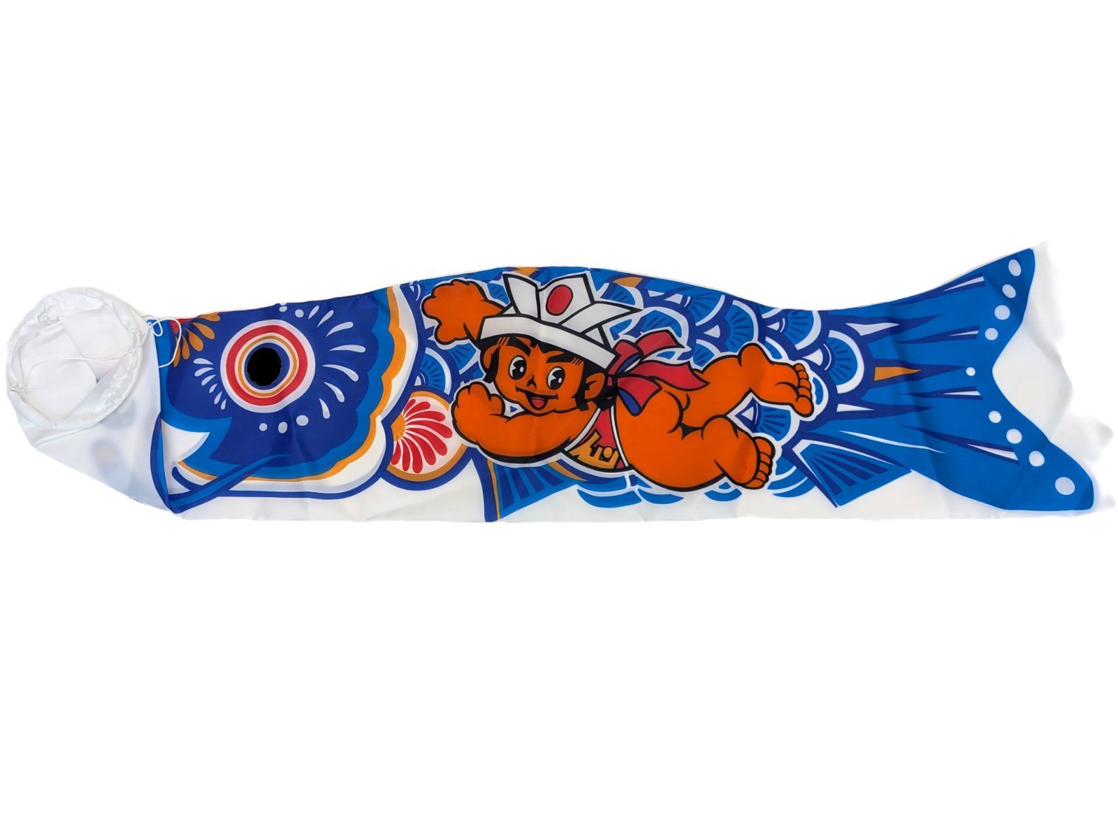 処分品】単品金太郎付き鯉のぼり 【北寿】約80cm 青鯉（口紐付き 
