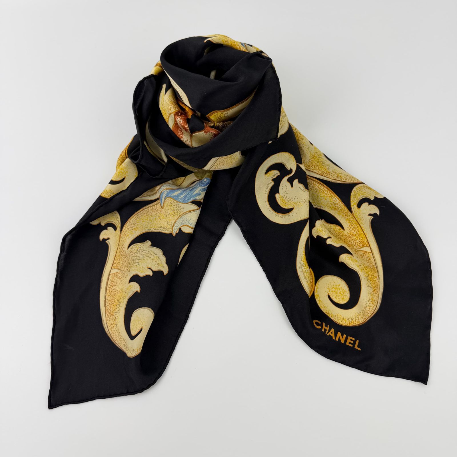 CHANEL/シャネル レディース スカーフ ココマーク カメリア シルク100