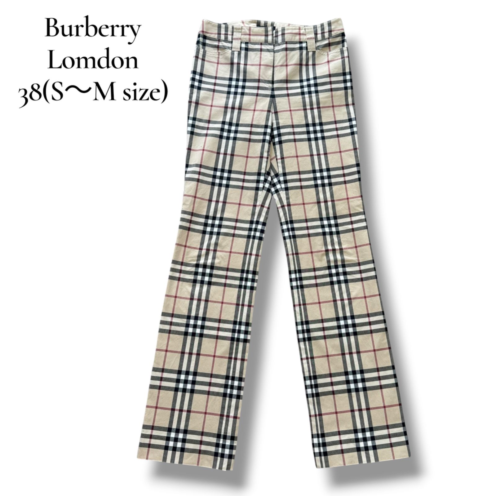 美品Burberry London サイドノバチェックライン フレアブーツカット 