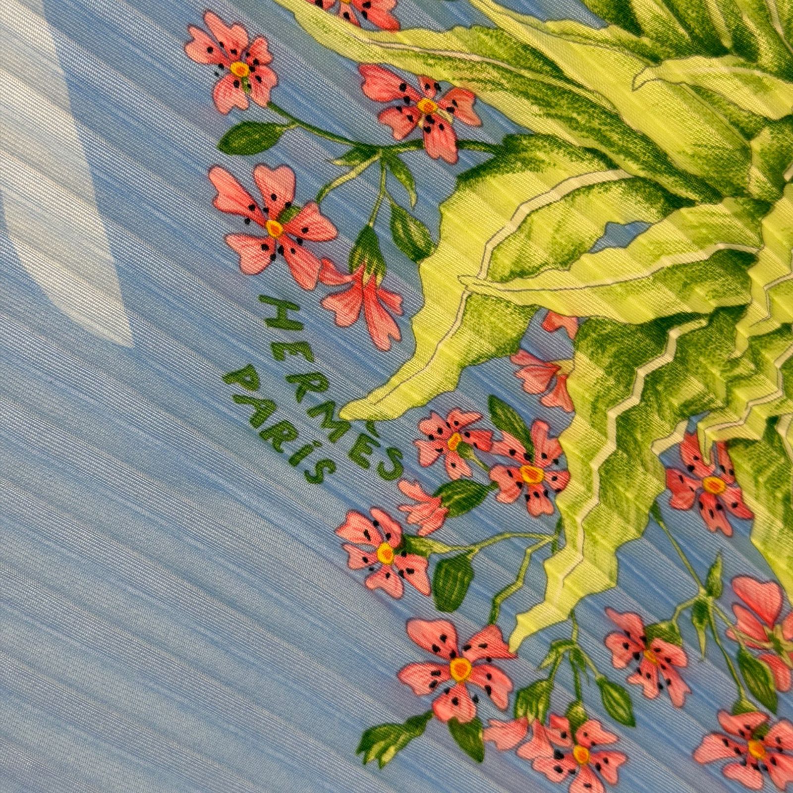 レディース 【】HERMES エルメス プリーツスカーフ シルク グリーン