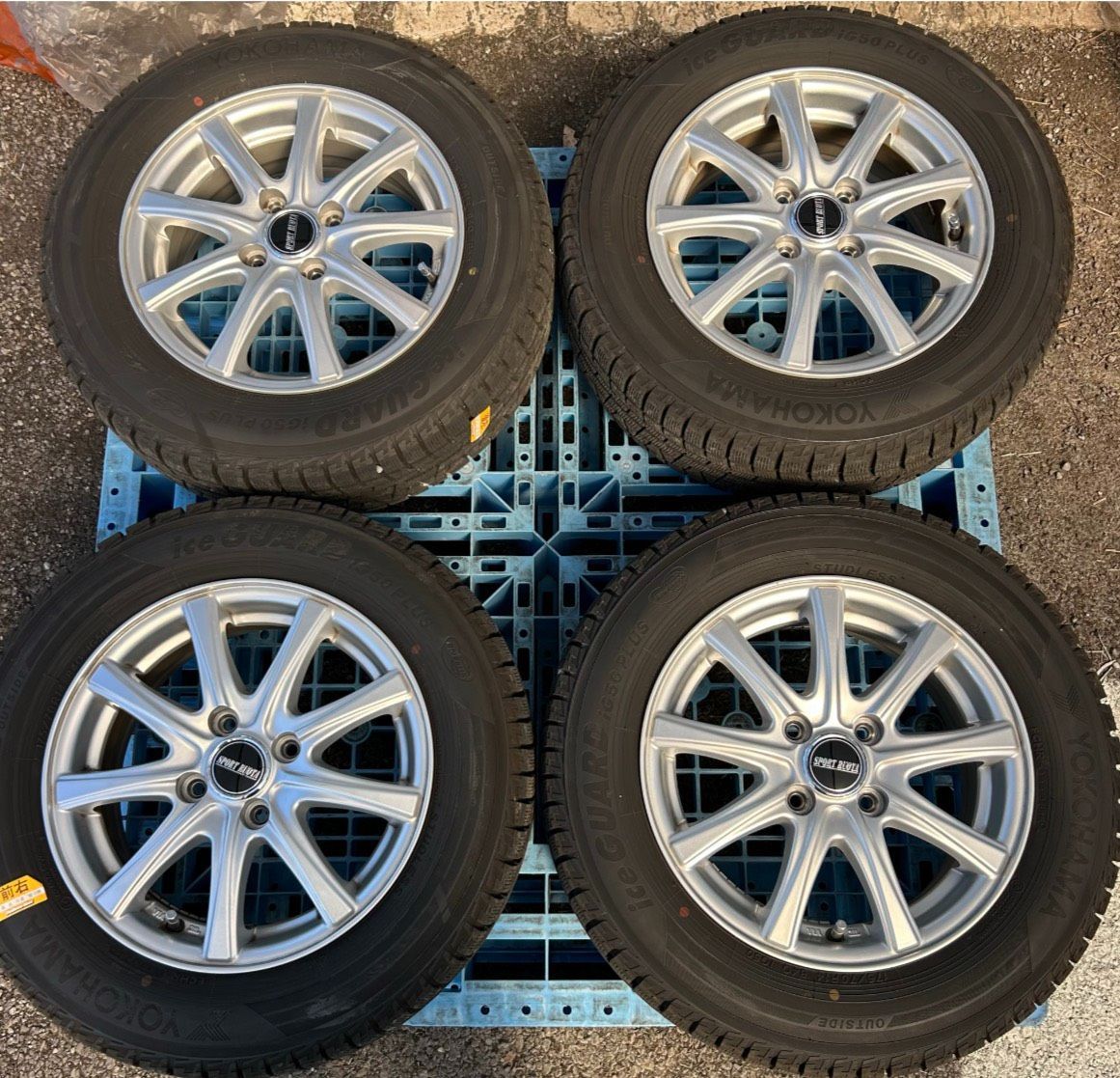 2016年製造 バリ溝 ヨコハマスタッドレス iG50PLUS 185/70R14 4本セット 14インチ バリ溝 185/70R14 5.5J+45 100 コンパクトカー 中古