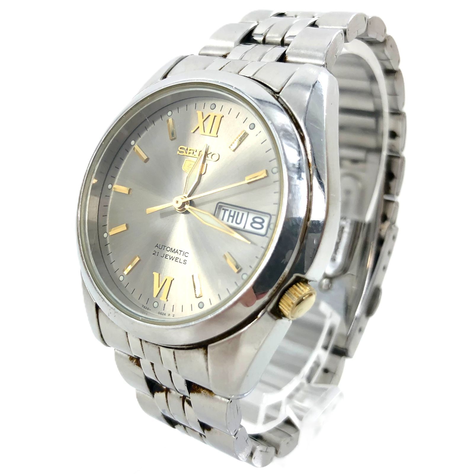 SEIKO セイコー SEIKO5 7S26-01V0 SS/AT シルバー文字盤 メンズ腕時計 