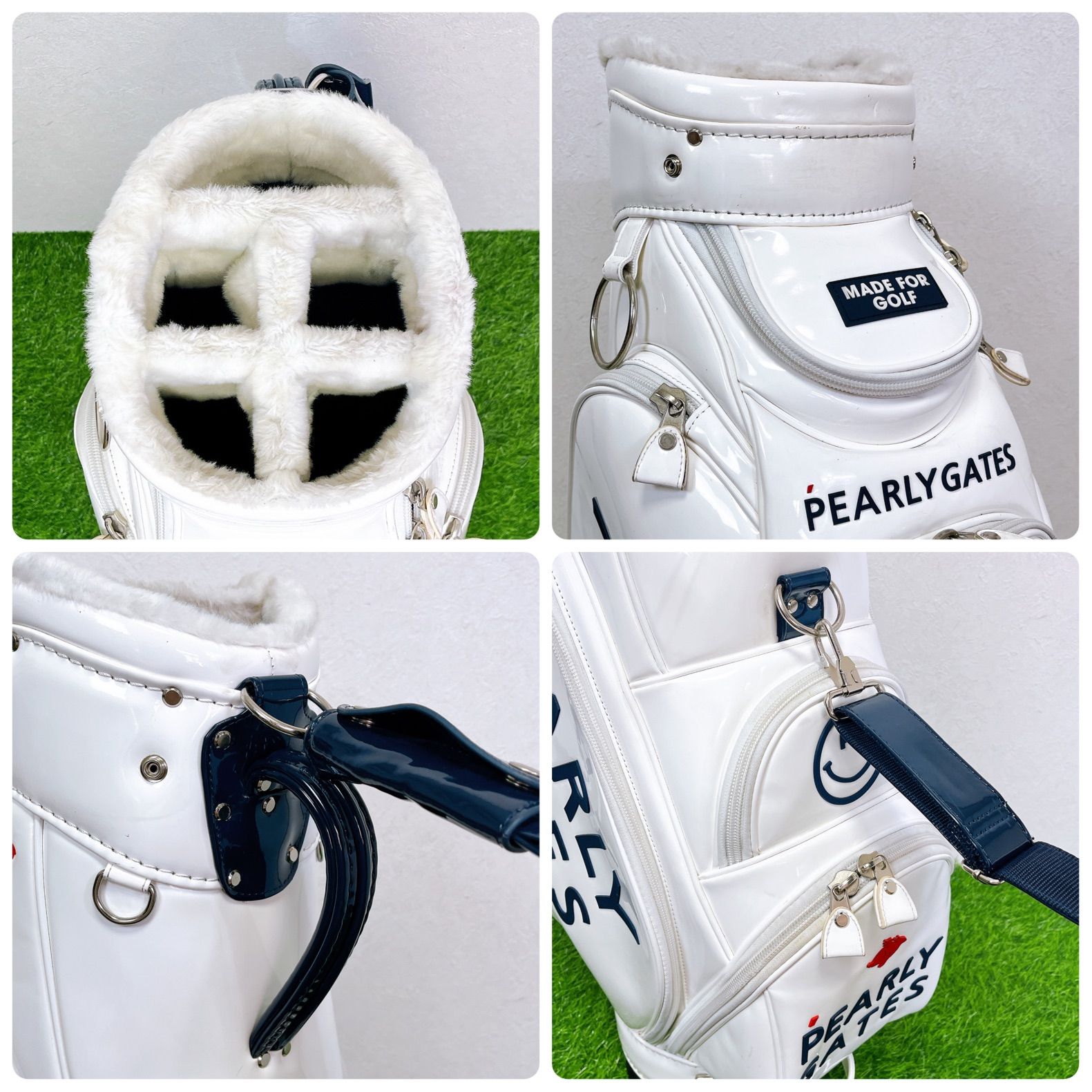 PEARLY GATES ホワイトキャディバッグ カバー付き パーリーゲイツ　白 パーリーゲイツ キャディバック ゴルフバッグ 35周年 ホワイト 新品未