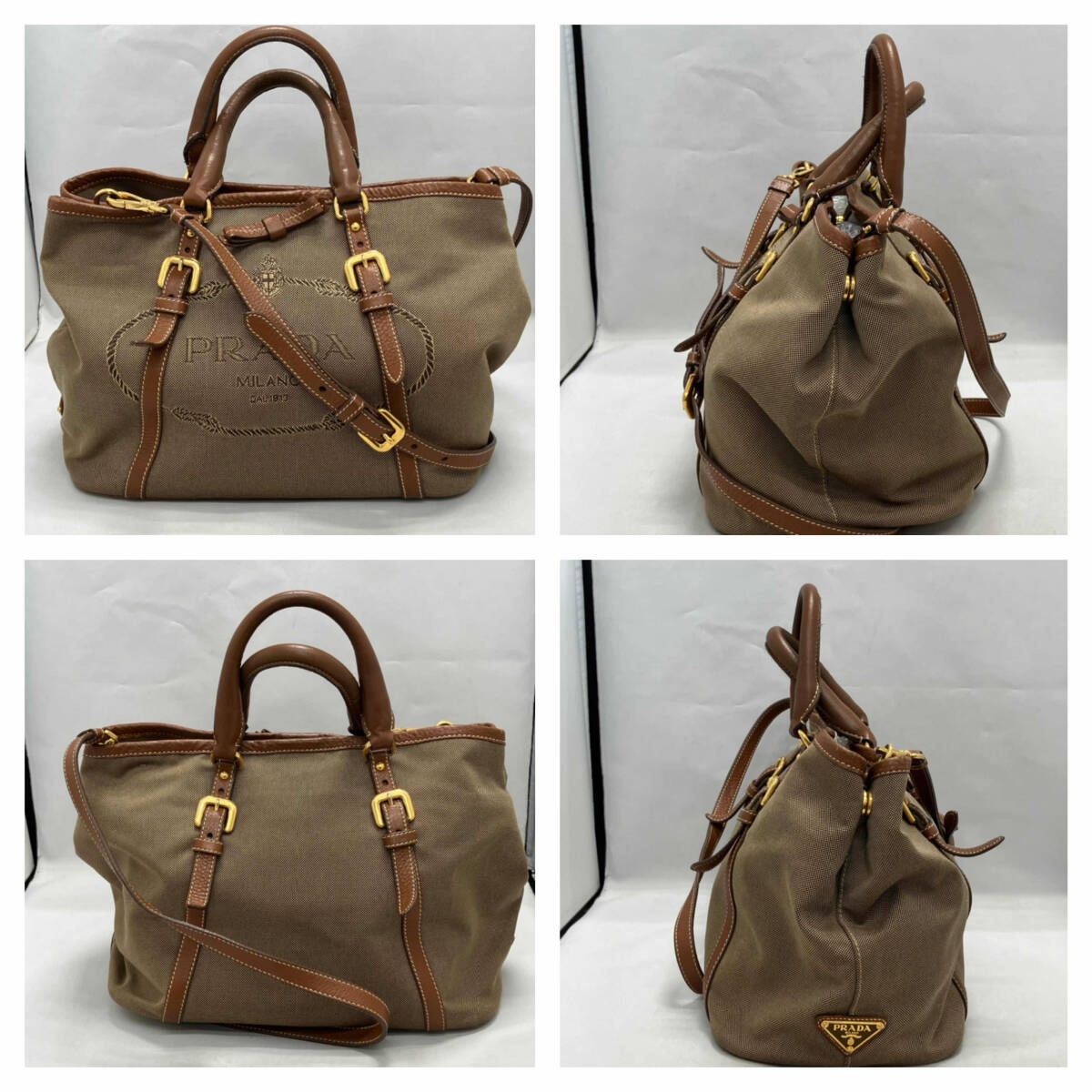 鑑定書付】PRADA プラダ ロゴジャガード BN1841 222 2way ショルダー 