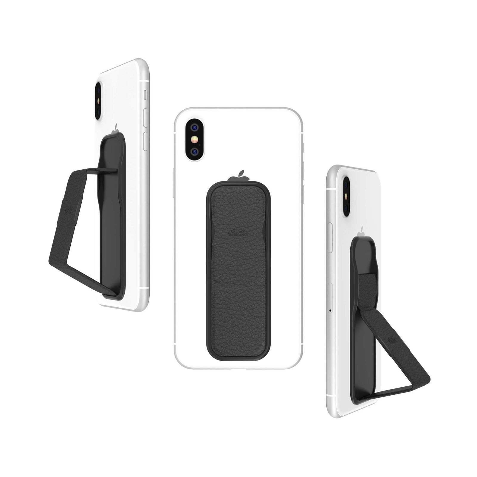 CLCKR スマホスタンド & グリップ 縦置き/横置き スマホリングの次はこれ スリムデザイン iPhone Android Xperia 各種スマホに対応 ケース に装着可 ユニバーサル スマホホルダー （Sサイズ、ブラック）