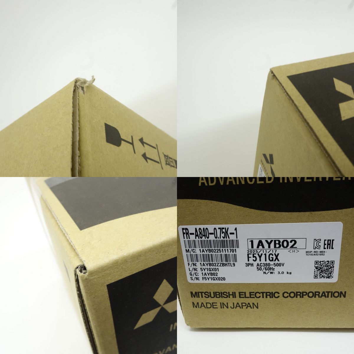 未開封】三菱電機 インバータ FREQROL FR-A800シリーズ FR-A840-0.75K 