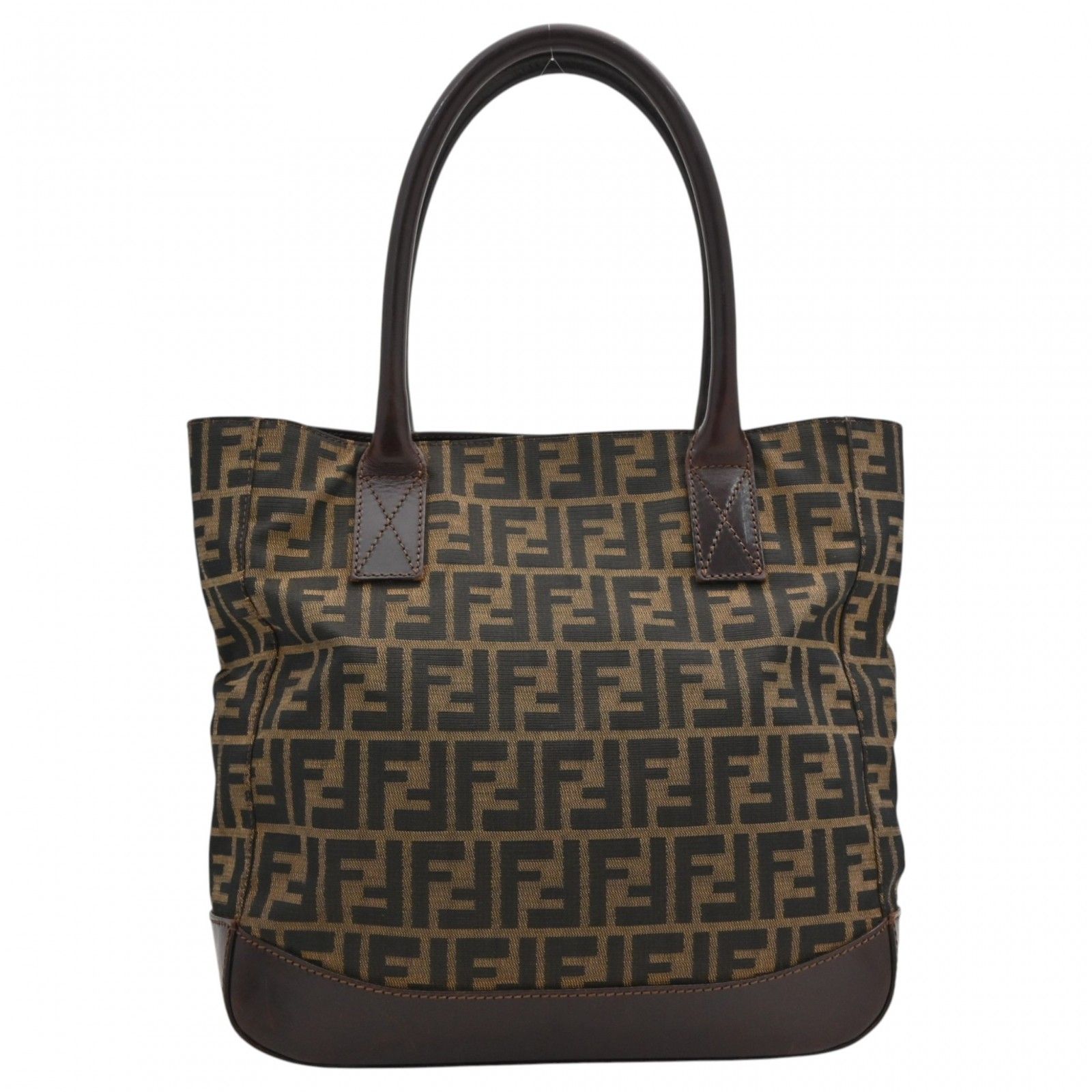 カ*ン様 Fendi ロゴ トートバッグ ブラウン フェンディ ズッカ ロゴ トートバッグ ブラウン Bランク fe8537aa