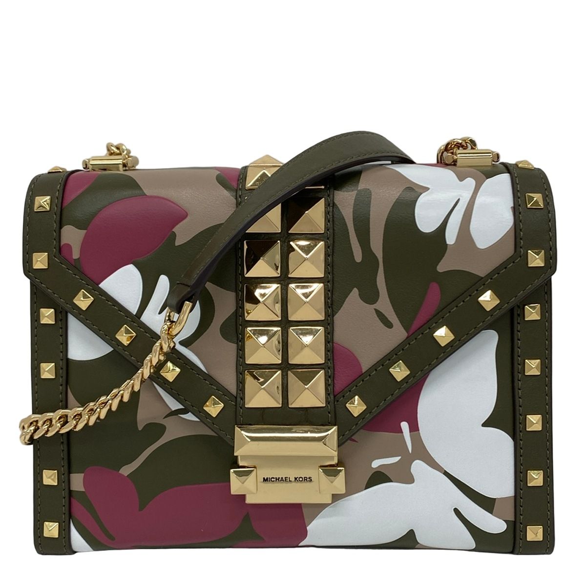 MICHAEL KORS(マイケルコース) ショルダーバッグ - 30S9GWHL3Y カーキ×ピンク×マルチ スタッズ/チェーンショルダー レザー MICHAEL KORS(マイケルコース) ショルダーバッグ - 30S9GWHL3Y カーキ