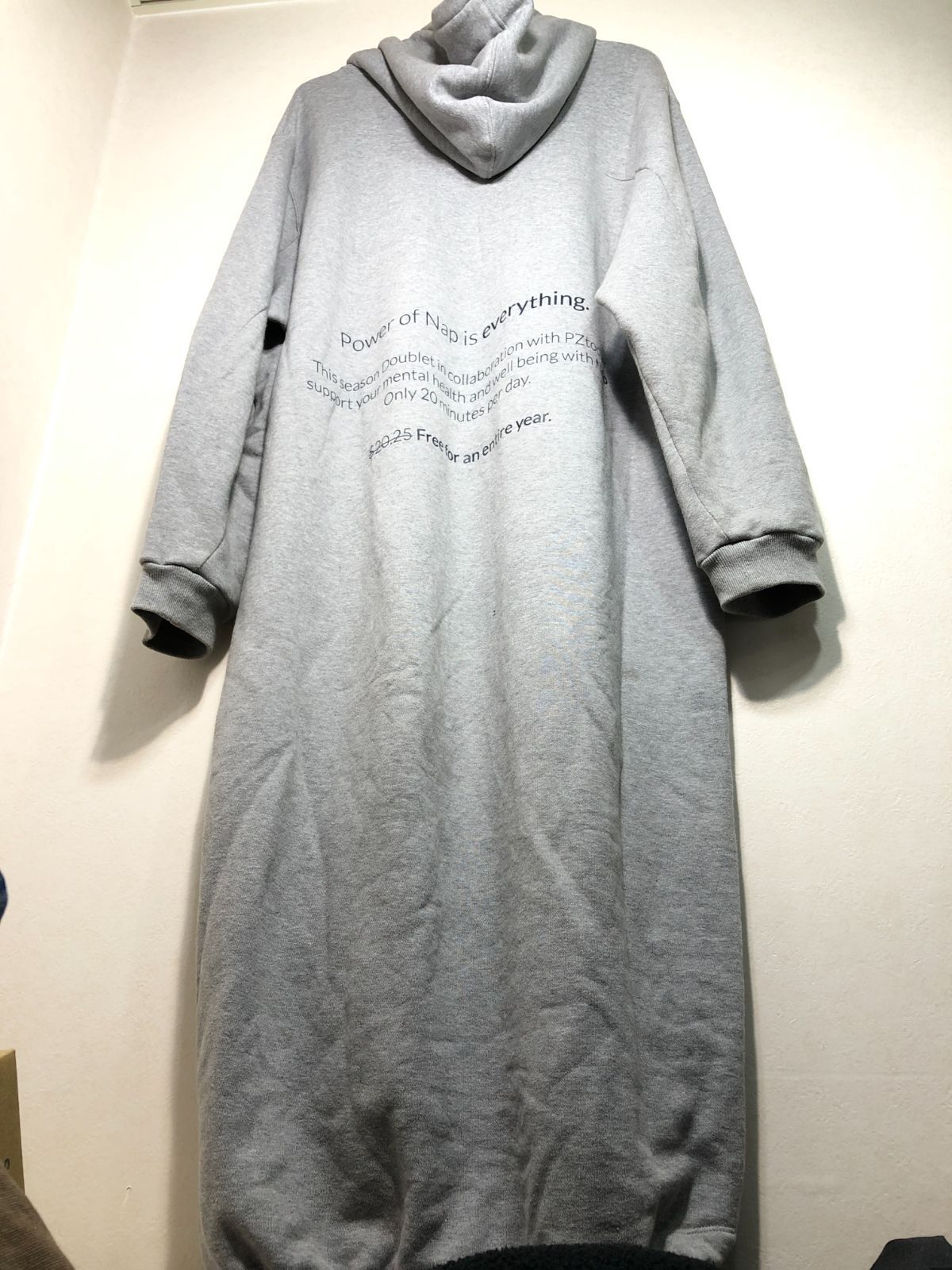 514011 doublet power nap hoodie M グレー ロング ジップ パーカー