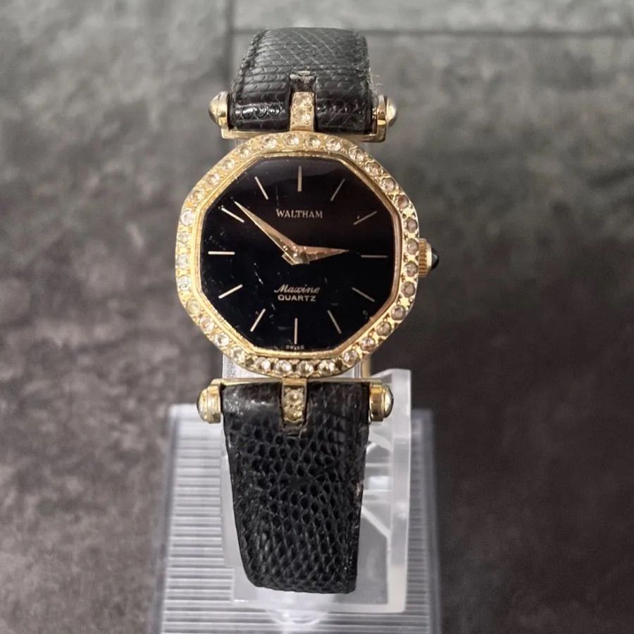 稼働品】WALTHAM ウォルサム 腕時計 Maxime マキシム ラインストーン 