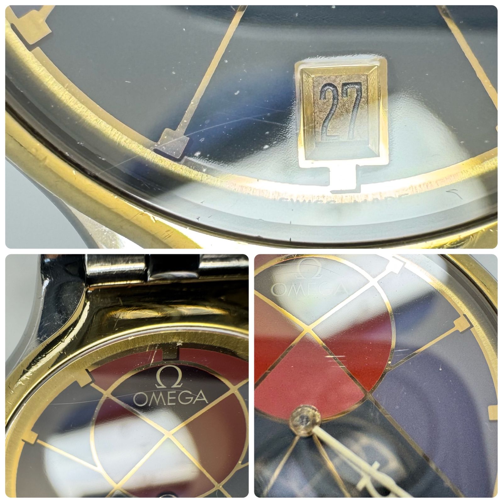 電池交換済み】腕時計 メンズ オメガ OMEGA デビル シンボル YGベゼル