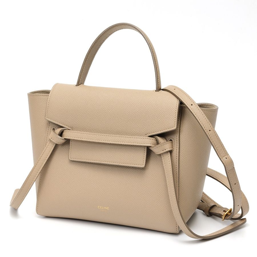 セリーヌ / CELINE　ベルトバッグ ナノ / 2WAYショルダーバッグ　189003ZVA.18LT　グレインドカーフスキン　ライトトープ(グレージュ系) 【中古】 CELINE（セリーヌ） ベルトバッグ ナノ 189003ZVA.18LT ライトトープ