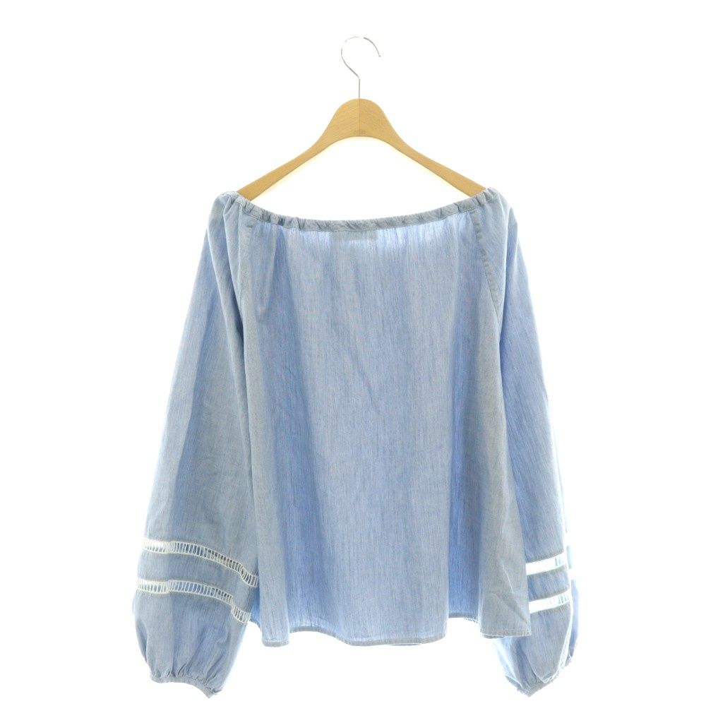 Chloe ブルー系 ブラウス リボン はしごレース パフスリーブ 【公式通販】
