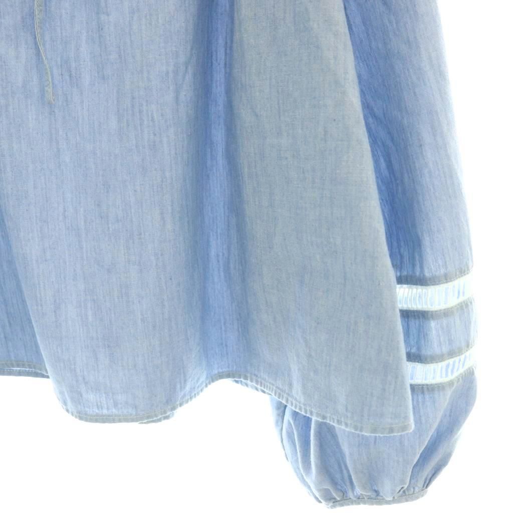 Chloe ブルー系 ブラウス リボン はしごレース パフスリーブ 【公式通販】
