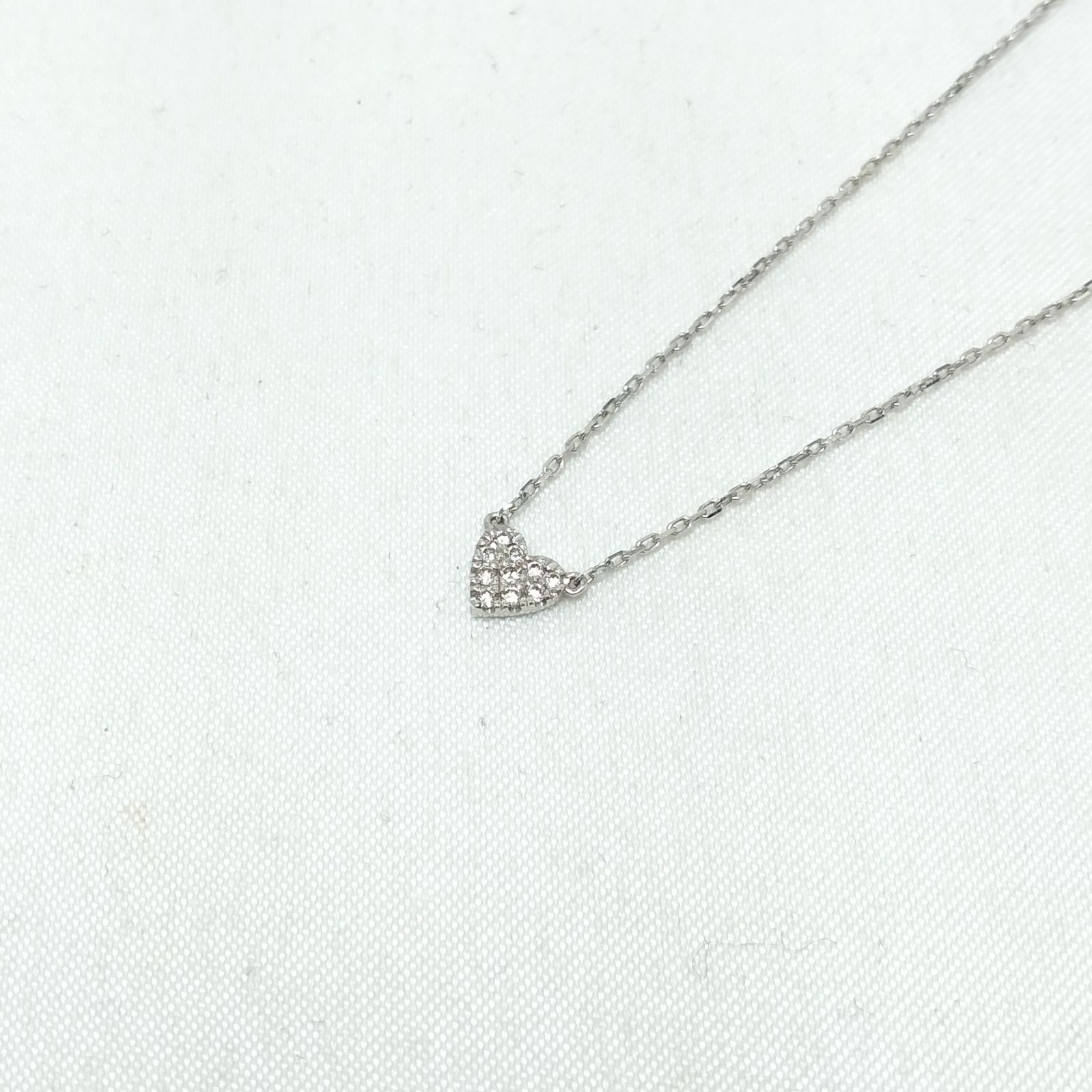 ✨️AHKAH✨️ アーカー K18WG ハートダイヤネックレス 0.05ct 総重量 