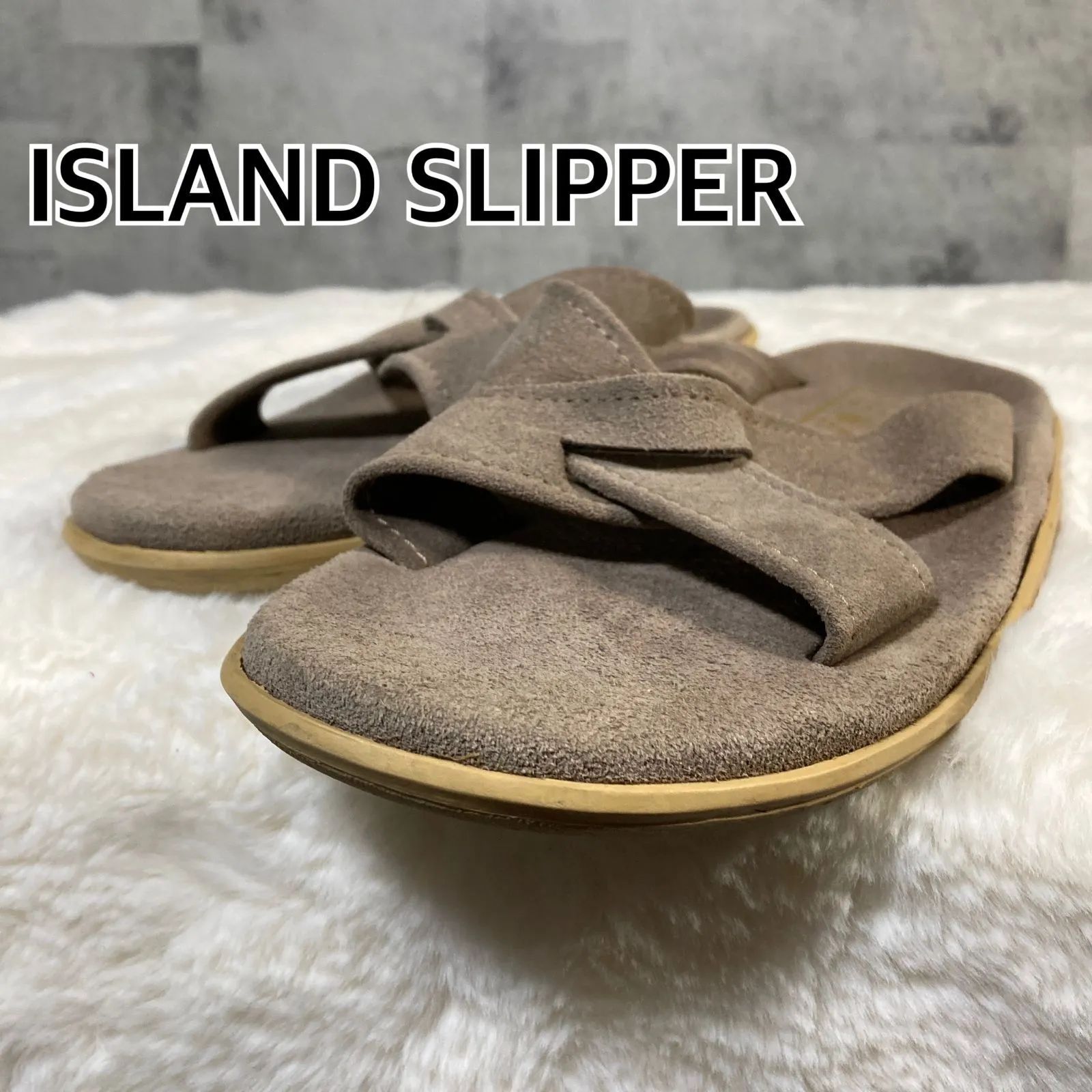 ハワイ製 ISLAND SLIPPER アイランド スリッパ スエードレザー クロスストラップ サンダル ベージュ 8