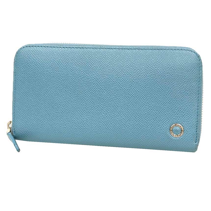 BVLGARI ブルガリ 長財布 ラウンドファスナー L字ファスナー カラー: 水色 ライトブルー BVLGARI - BVLGARI ブルガリ 長財布 ラウンドファスナー L字ファスナー