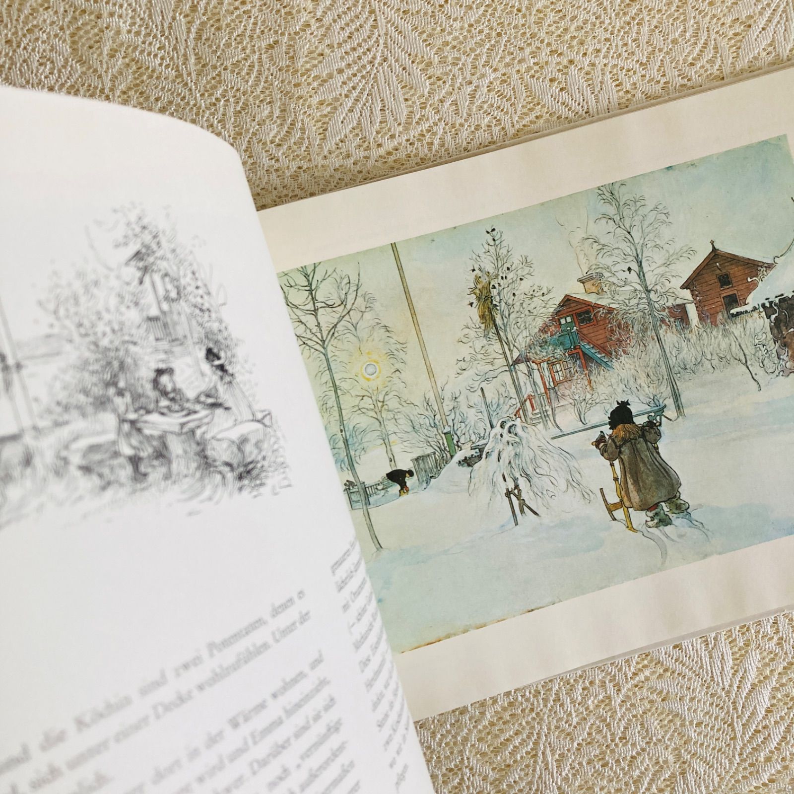 カール・ラーション、本を読むリスベス、希少画集画、新品額装付、状態