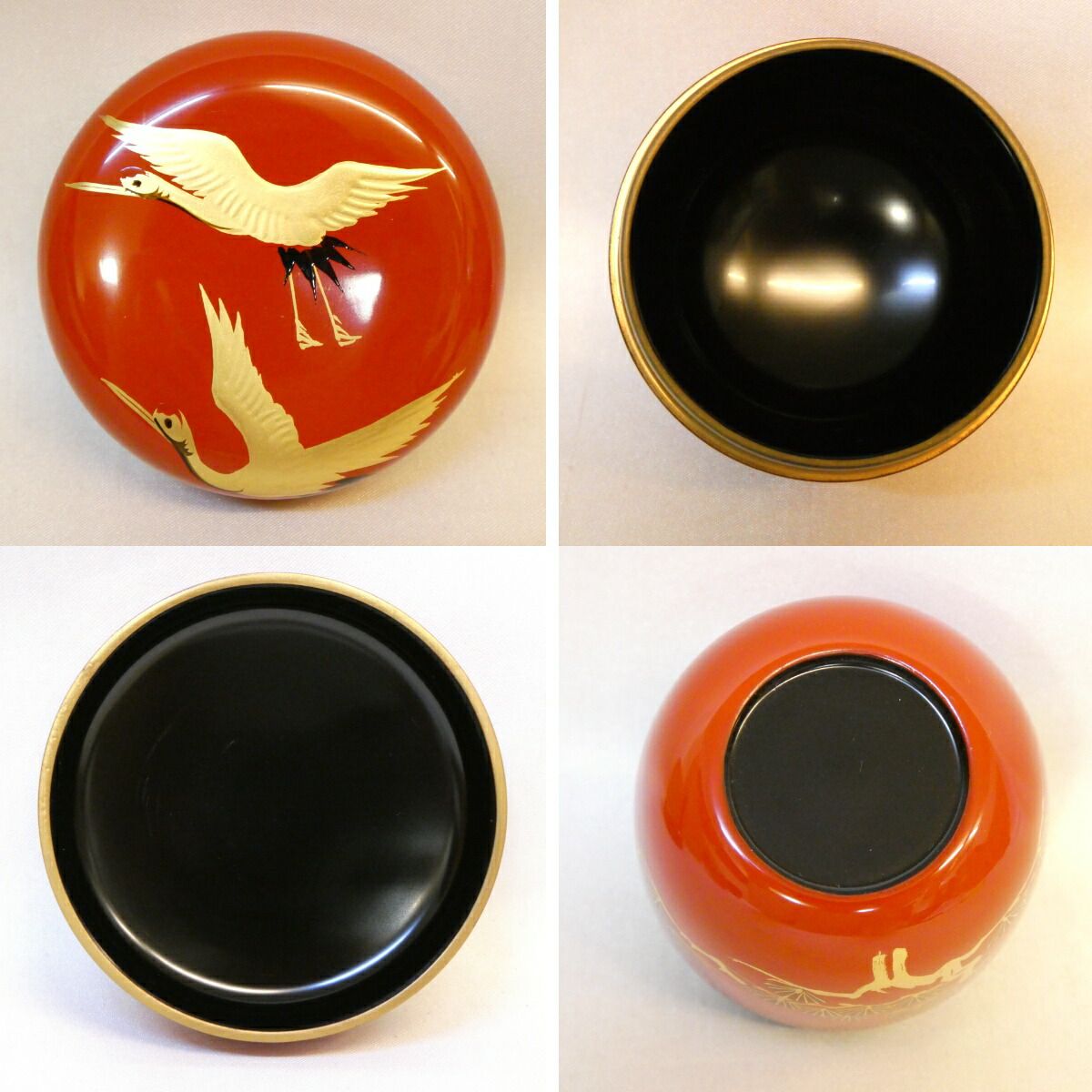 四月の特売品】中村湖彩作 四季棗 中棗 四点揃い 木製 漆塗 茶道具 