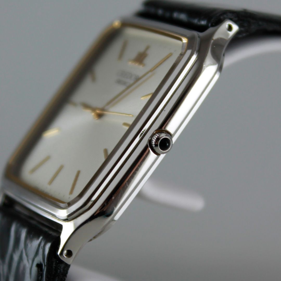 TTS48 SEIKO CREDOR 8J81-5020 スクエア シルバー文字盤 クォーツ 薄型