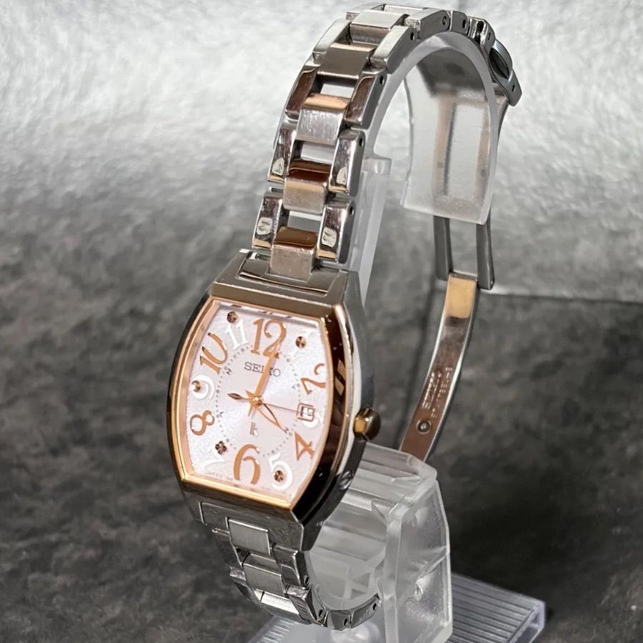 SEIKO　ルキア　日付け有り　電波ソーラー腕時計　1B22-0BB0 セイコー ルキア 1B22-0BB0 電波ソーラー ピンク文字盤 稼働品【SEIKO