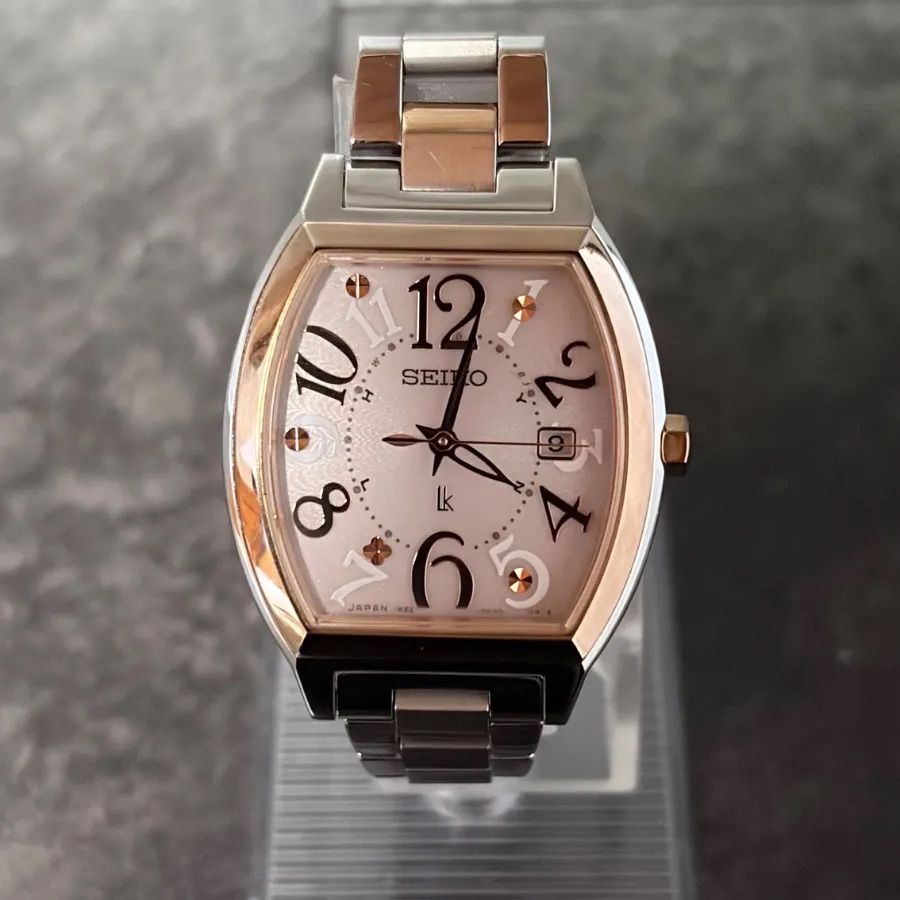 セイコー ルキア 1B22-0BB0 電波ソーラー ピンク文字盤 稼働品【SEIKO