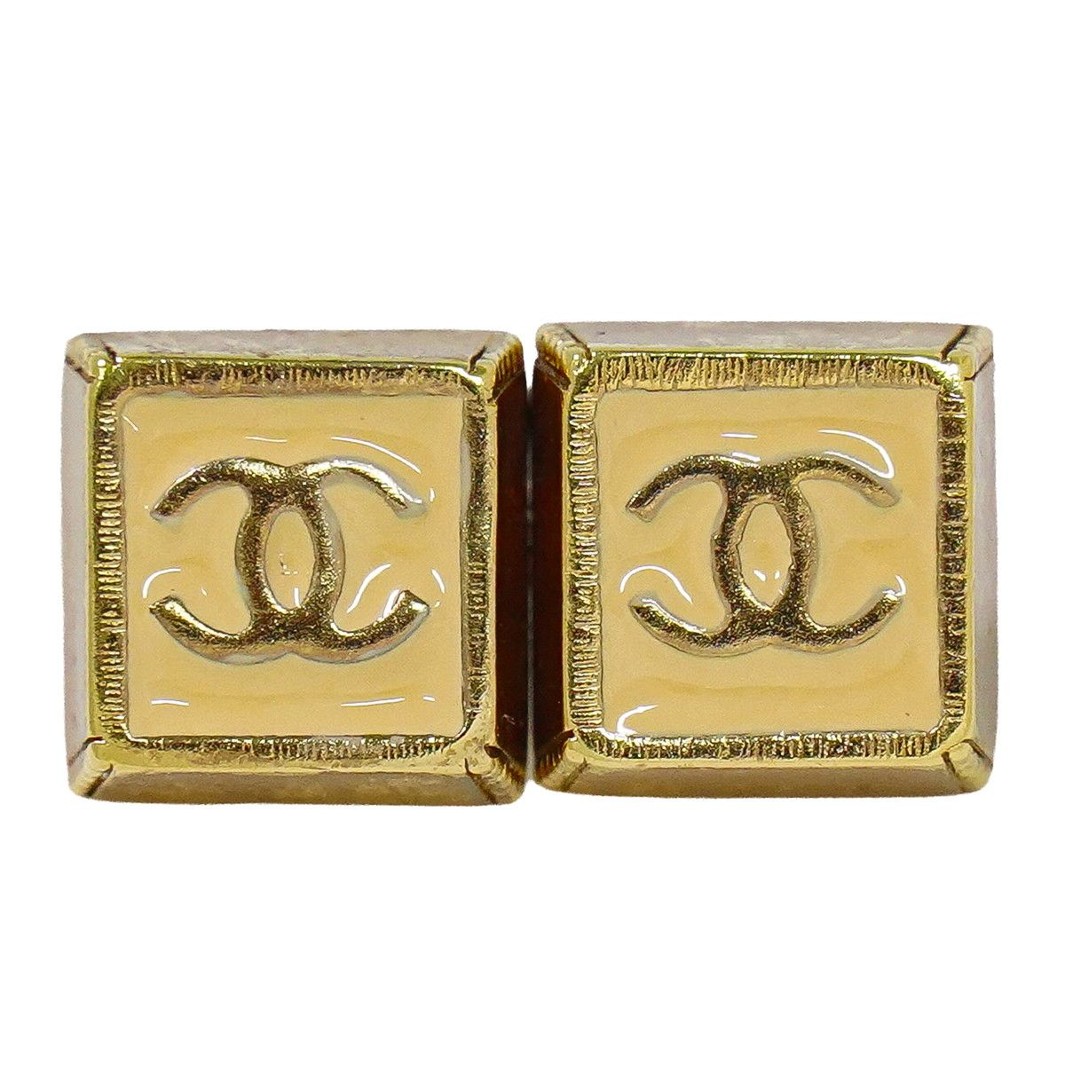 本物 シャネル CHANEL ココマーク スクエア ピアス GP ゴールド メッキ 