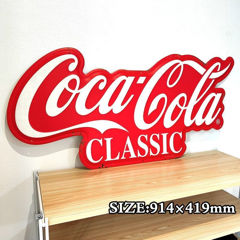 お得　コカコーラ　ブリキ看板　両面クラシック ブリキ看板 コカコーラ クラシック ロゴ 正規ライセンス品 おしゃれ