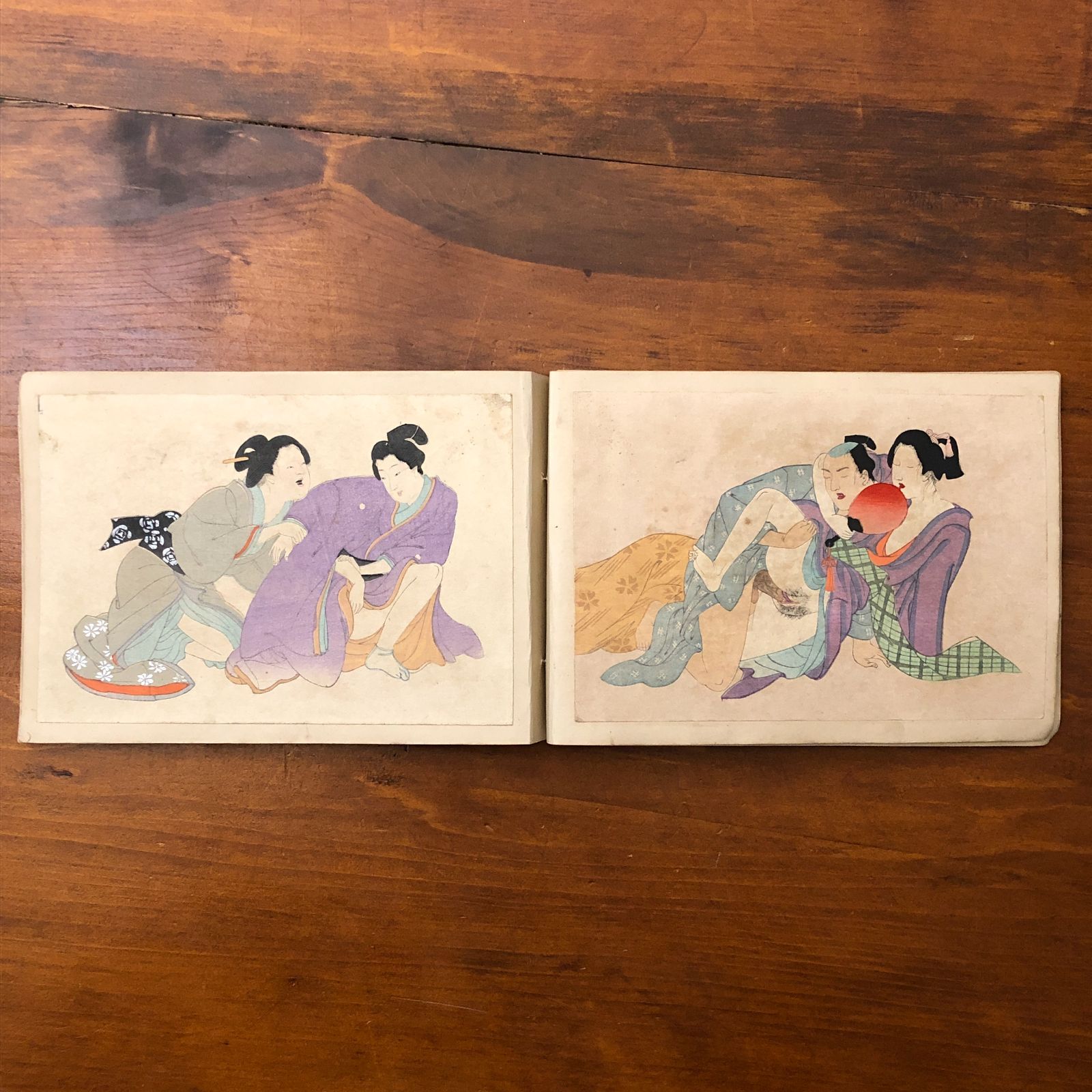 春画木版画張り込み帖 12面1冊 時代不明 ☆春画/浮世絵/秘画/艶本/江戸