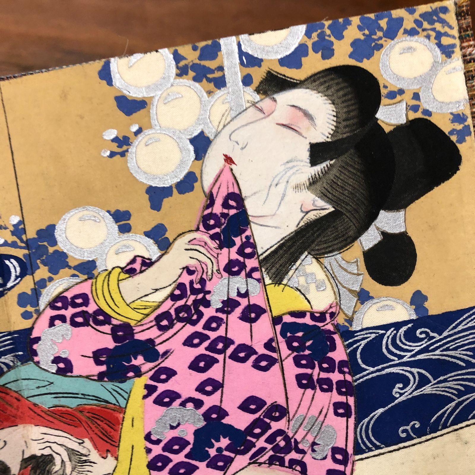 肉筆絹本着色 春画折本 16面1冊 ☆春画/浮世絵/秘画/艶本/江戸文化