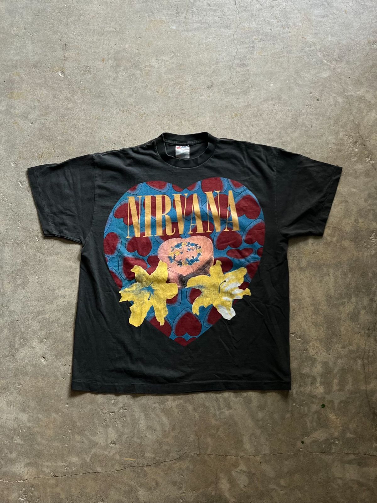 NIRVANA ニルヴァーナ 両面プリント バンドTシャツ Hanes XL 黒 - メルカリ