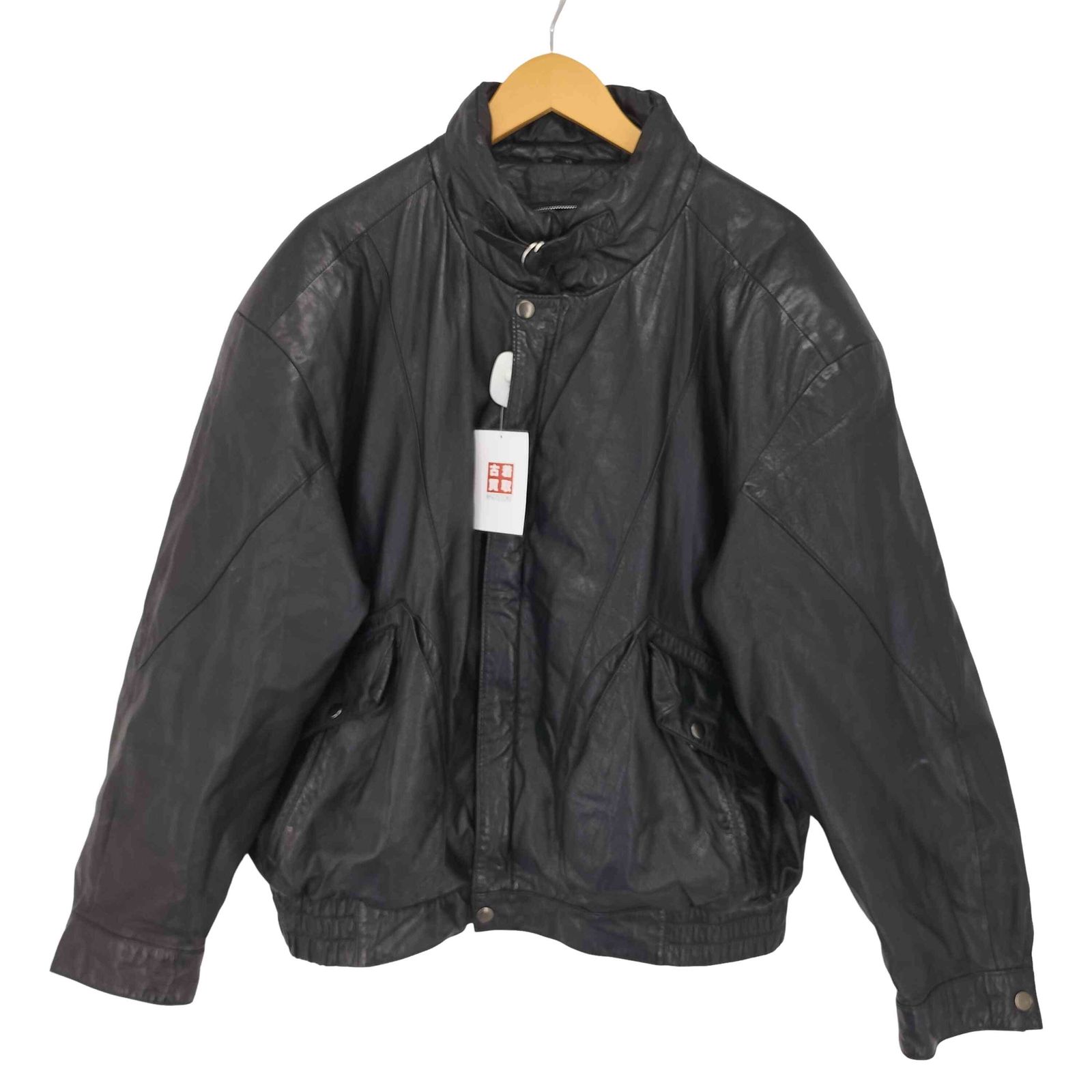 L 』GAP ギャップ レザージャケット ブラックレザー フルジップ レザー 