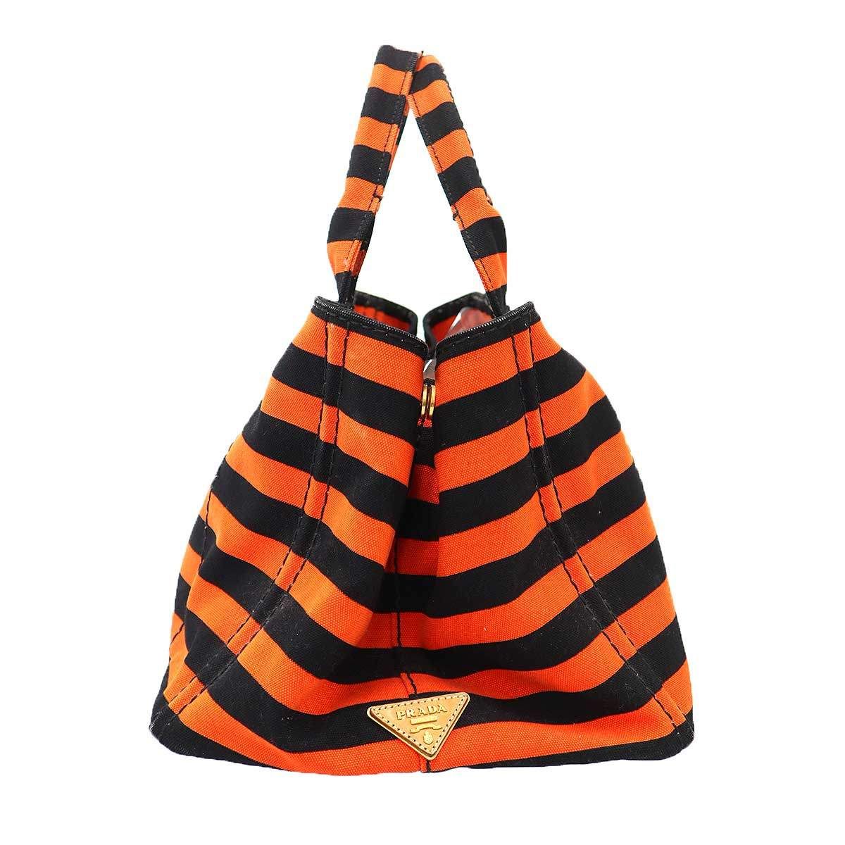 PRADA プラダ カナパ ボーダーキャンバストートバッグ B1872B レッド 