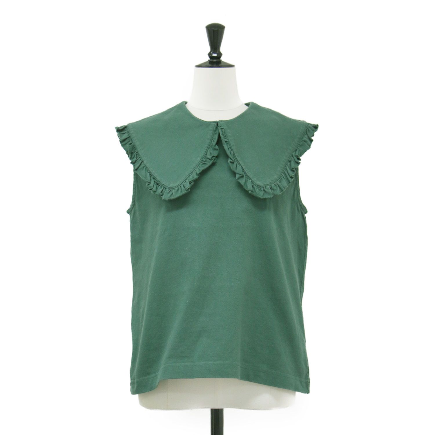 HOLIDAY ホリデイ カットソー グリーン サイズ:FREE | 21春夏 ピーターパンカラー ノースリーブ カットソー / SUPER FINE DRY PURITAN COLLAR BLOUSE ブラウス フリル コットン | トップス【レディース】【中古】 HOLIDAY ホリデイ カットソー グリーン サイズ:FREE | 21春夏 ピーター