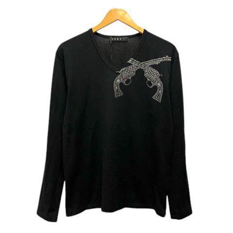 【roar】長袖 Vネック ロンT / ラインストーン/サイズ2 ロアー roar Tシャツ ロンT Vネック コットン ラインストーン 長袖 2