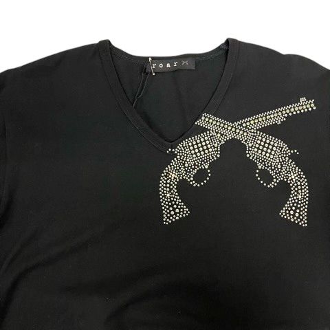 ロアー roar Tシャツ ロンT Vネック コットン ラインストーン 長袖 2