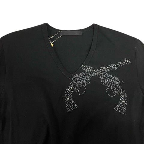 ロアー roar Tシャツ ロンT Vネック コットン スタッズ 長袖 2 黒