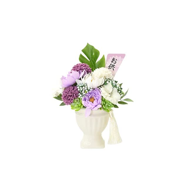 【新品・3営業日で発送】ポピー名古屋(Poppy Nagoya) ソープフラワー お供えアレンジ陶器 2カラー(9個アソート)黒箱入り 色指定可 (S-198PU)【入数:9】