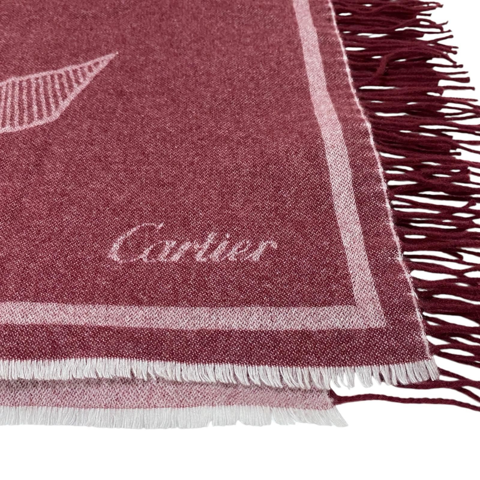 Cartier カルティエ 大判ストール マフラー カシミヤ ボルドー 