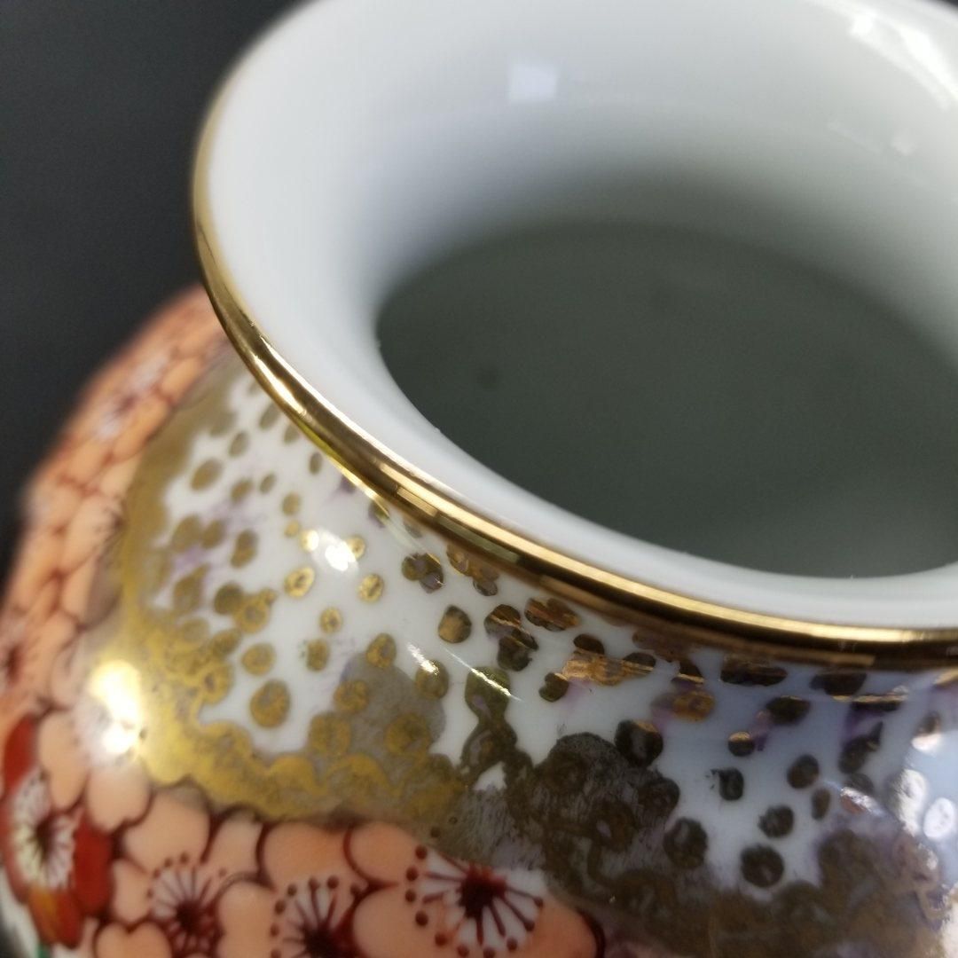 有田焼 秀峰 813 有田焼 秀峰作 菊型花鳥絵深鉢 破魔