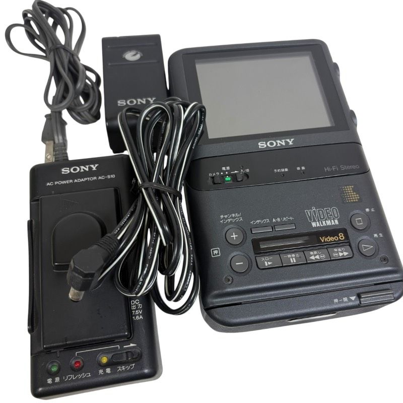 【通電確認のみ】SONY ソニー GV-500 Video8 ビデオウォークマン 再生未確認 液晶乱れあり ACアダプター付 8mmビデオ デッキ ダビング用 12,638円