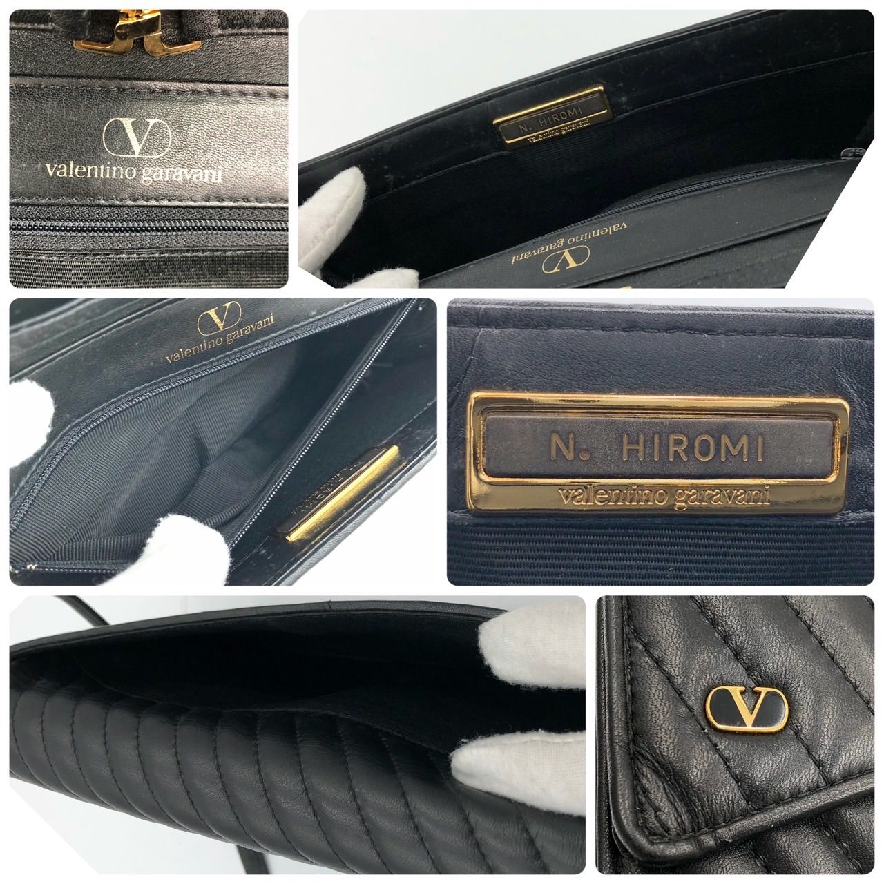 美品】バレンティノ VALENTINO ショルダーバッグ 黒 斜めがけ クラッチ 