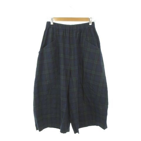 クレッシェント♡ガウチョ♡ クレッシェント CRESCENT ガウチョパンツ 麻 リネン M 紺 ネイビー 緑
