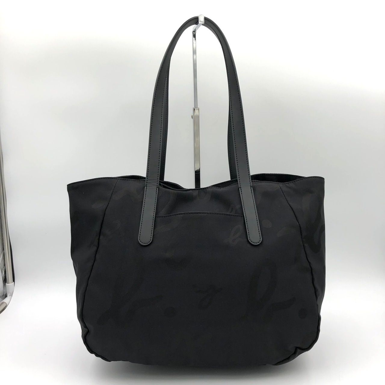 美品】アニエスベー トートバッグ ナイロン 黒 総柄 A4 肩掛け agnes b 