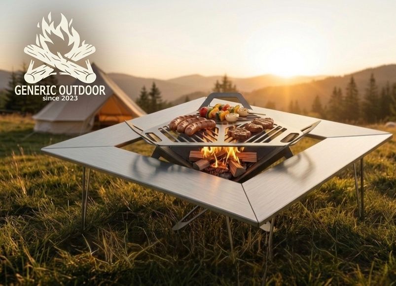 アウトドア GENERIC OUTDOOR ステンレス ファイアープレイステーブル 